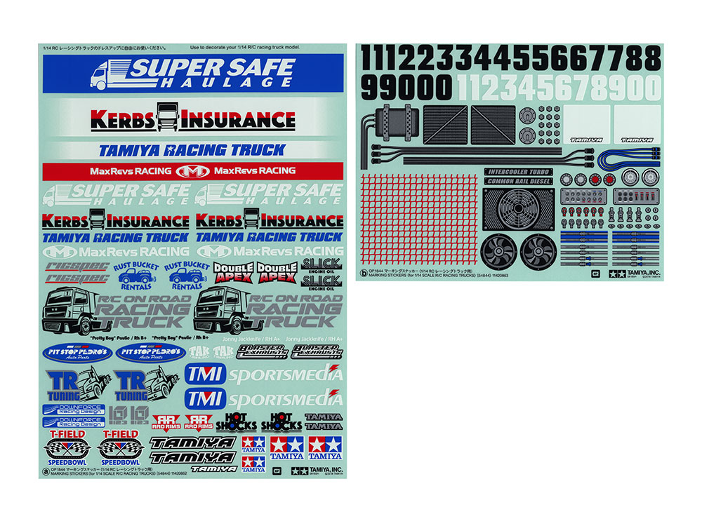 MARKING STICKERS (for 1/14 SCALE R/C RACING TRUCKS)